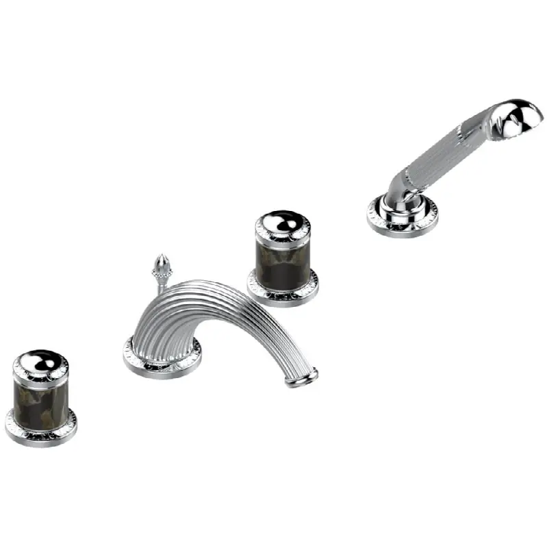 Roman tub set with divertor spout and handshower, 3/4" valves