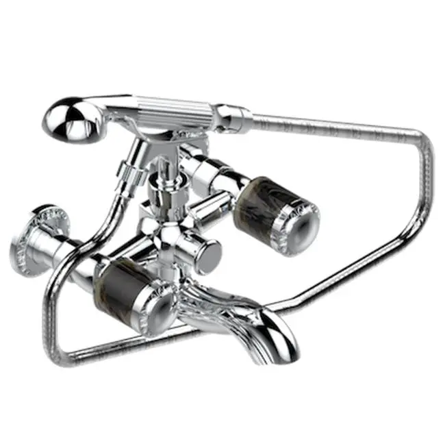 Exposed Tub Filler With Cradle Handshower, Wall Mounted