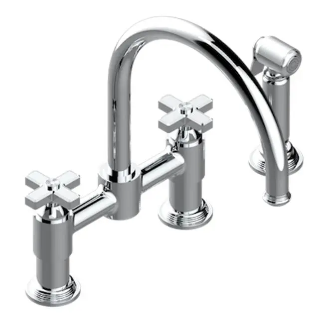Two Hole Bridge Kitchen Faucet With Side Spray