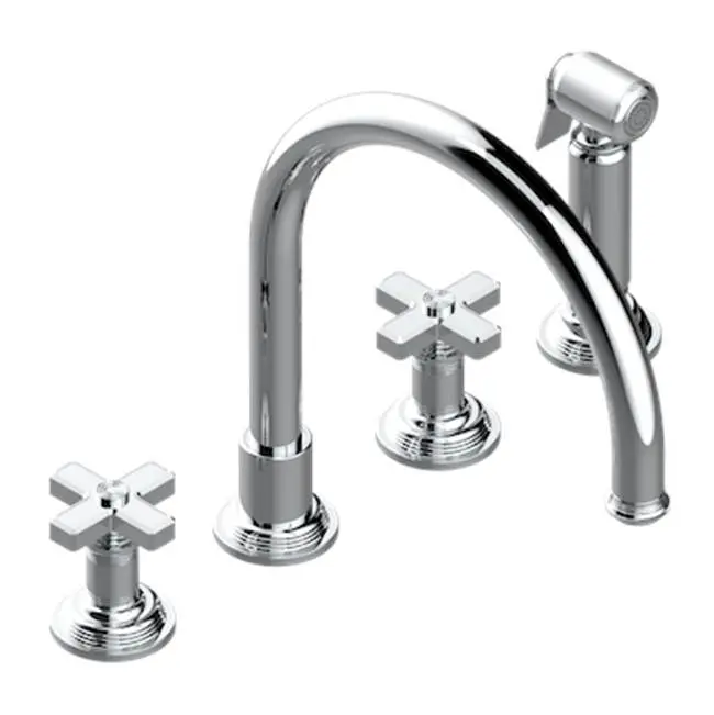 Three Hole Kitchen Faucet With Side Spray