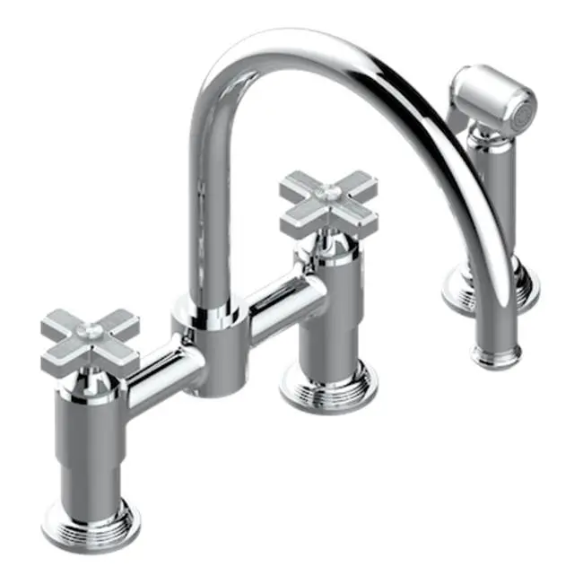 Two Hole Bridge Kitchen Faucet With Side Spray