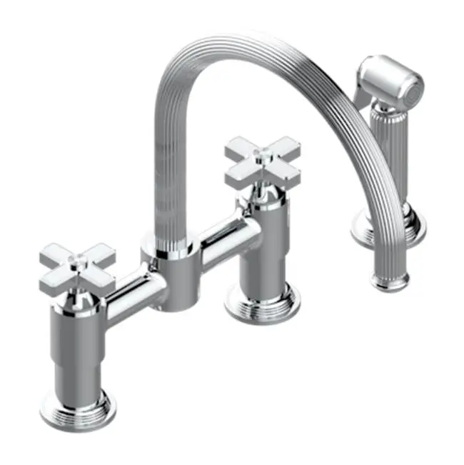 Two Hole Bridge Kitchen Faucet With Side Spray