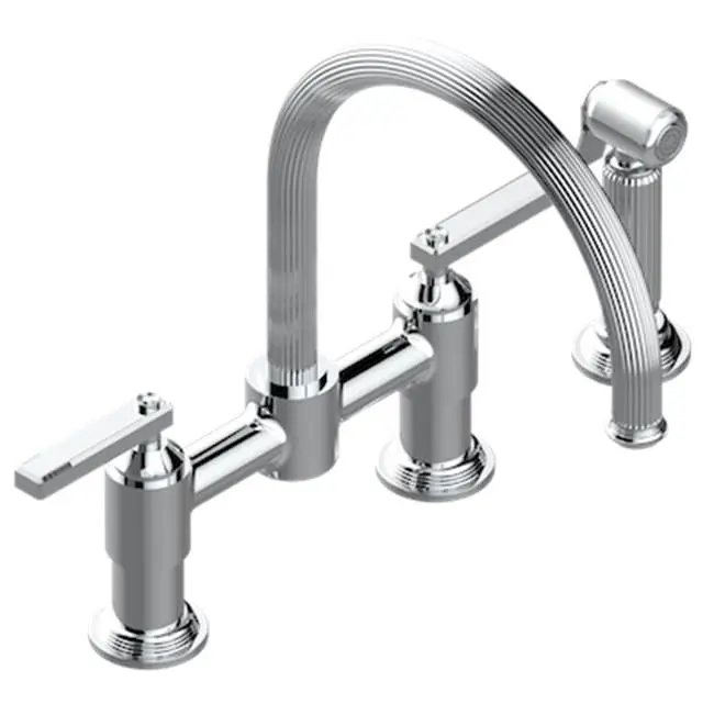 Two Hole Bridge Kitchen Faucet With Side Spray