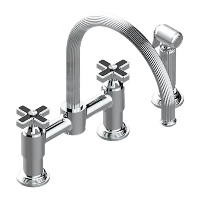 Two Hole Bridge Kitchen Faucet With Side Spray