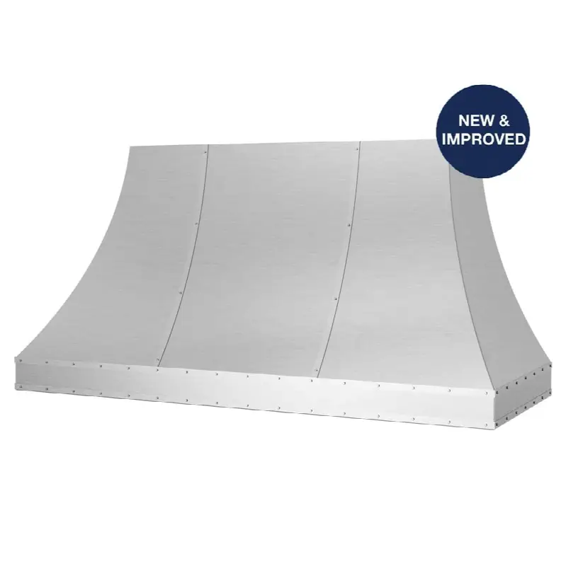 60" Sahara Curved Sides Wall Hood With Brushed Stainless Strapping And Rivets.