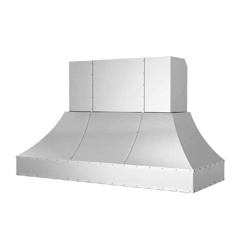 60" Wrangler Wall Hood With Brushed Stainless Strapping And Rivets.