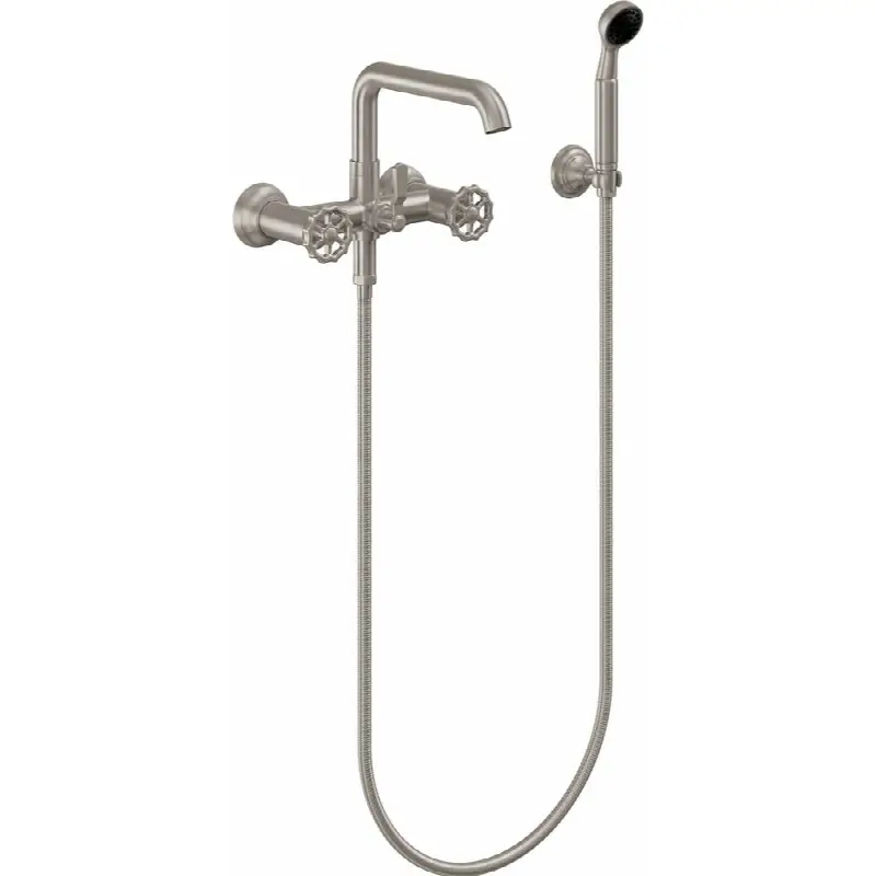 Industrial Wall Mount Tub Filler - Low Quad Spout