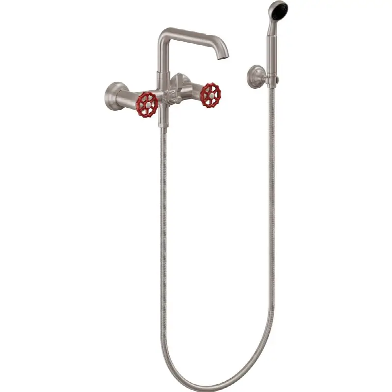 Industrial Wall Mount Tub Filler - Low Quad Spout