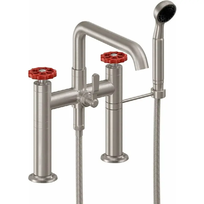 Industrial Deck Mount Tub Filler - Low Quad Spout