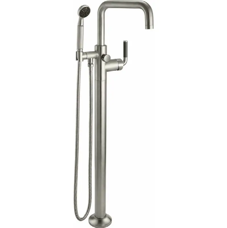 Industrial Single Hole Floor Mount Tub Filler - Quad Spout