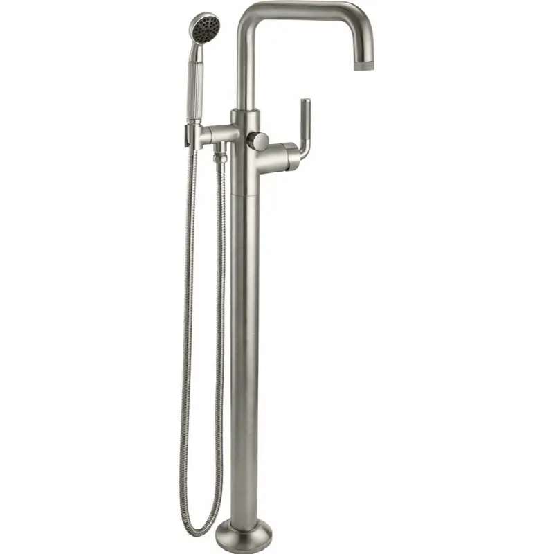 Industrial Single Hole Floor Mount Tub Filler - Quad Spout