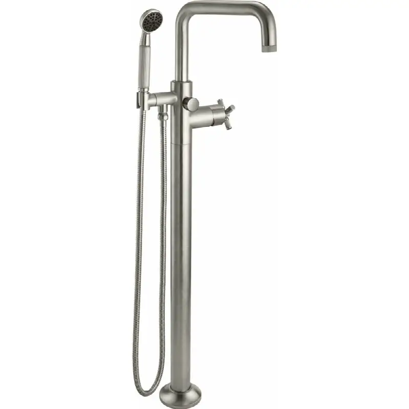 Industrial Single Hole Floor Mount Tub Filler - Quad Spout