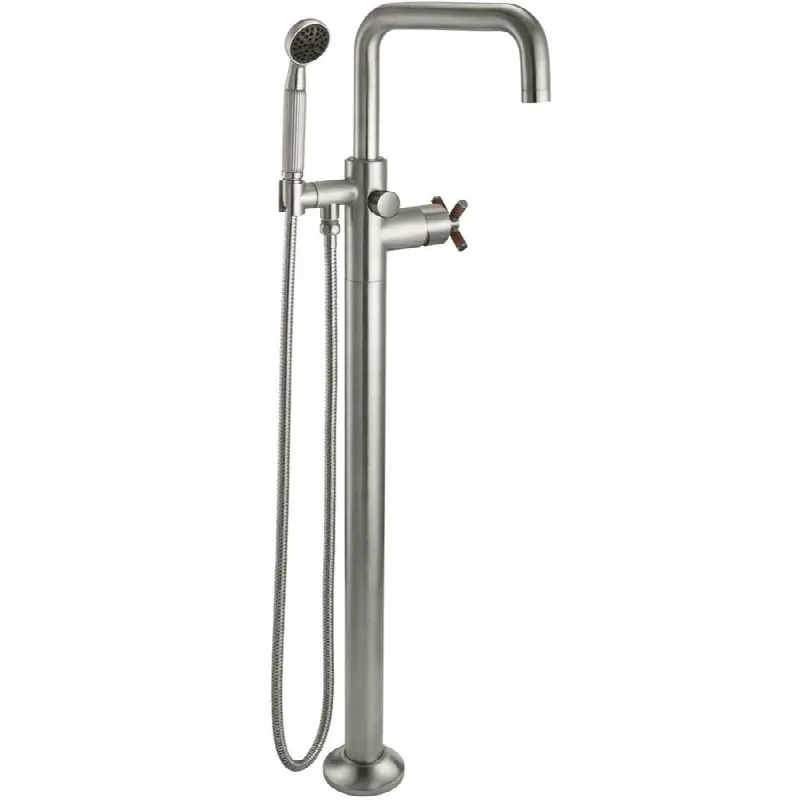 Industrial Single Hole Floor Mount Tub Filler - Low Quad Spout