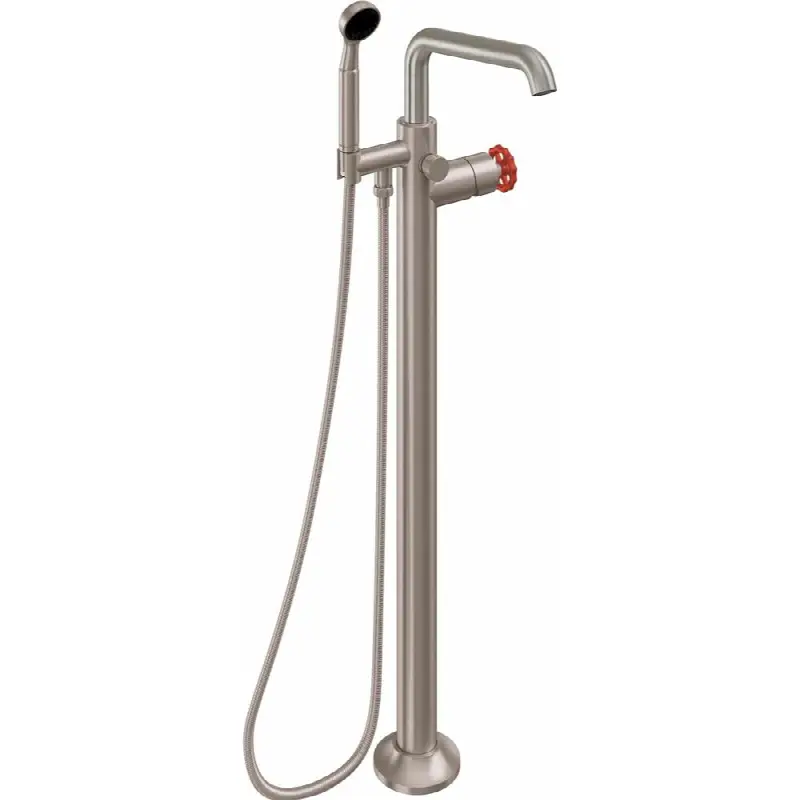 Industrial Single Hole Floor Mount Tub Filler - Quad Spout
