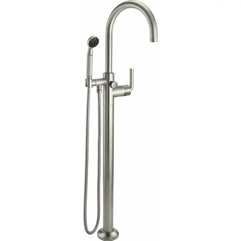 Industrial Single Hole Floor Mount Tub Filler - Arc Spout