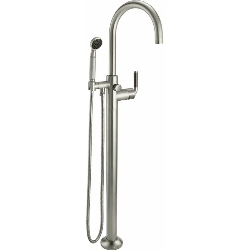Industrial Single Hole Floor Mount Tub Filler - Arc Spout