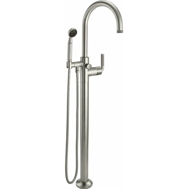 Industrial Single Hole Floor Mount Tub Filler - Arc Spout