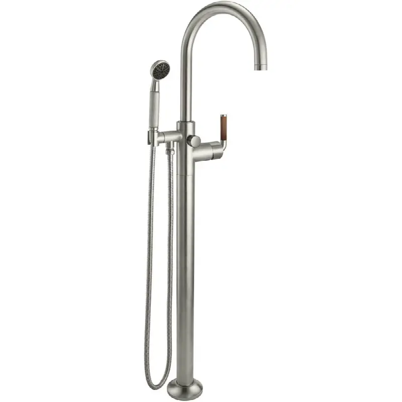 Industrial Single Hole Floor Mount Tub Filler - Arc Spout