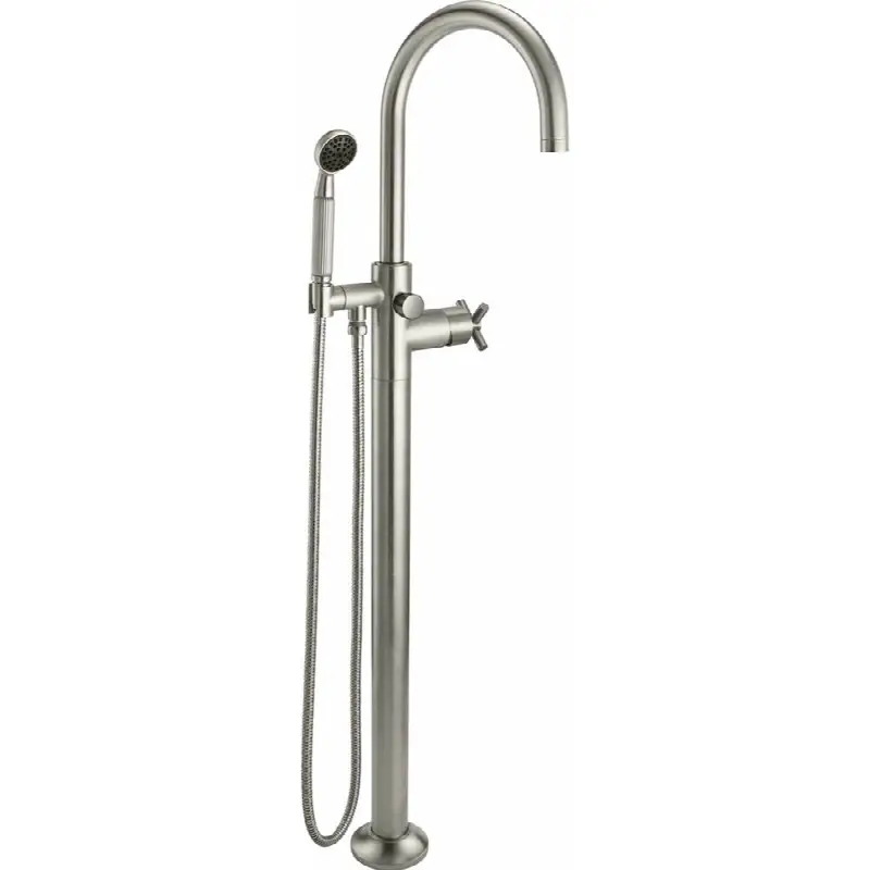 Industrial Single Hole Floor Mount Tub Filler - Arc Spout