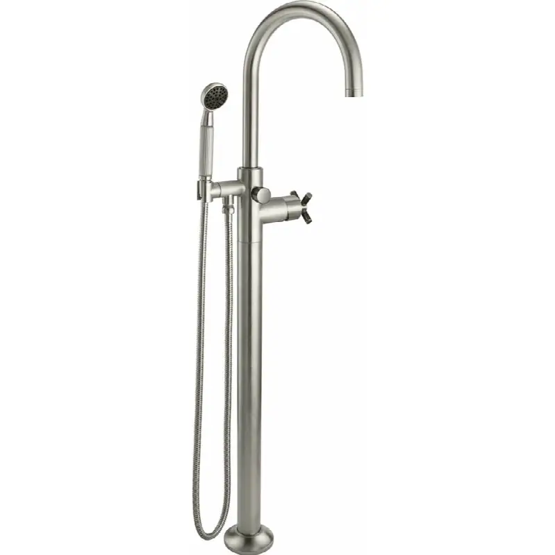 Industrial Single Hole Floor Mount Tub Filler - Arc Spout