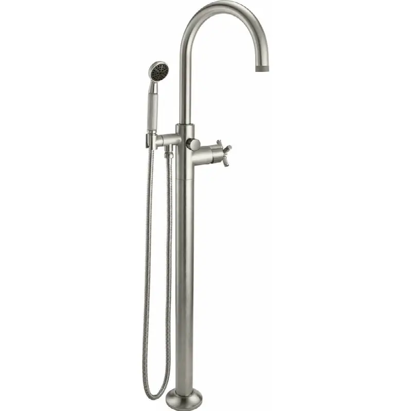 Industrial Single Hole Floor Mount Tub Filler - Arc Spout