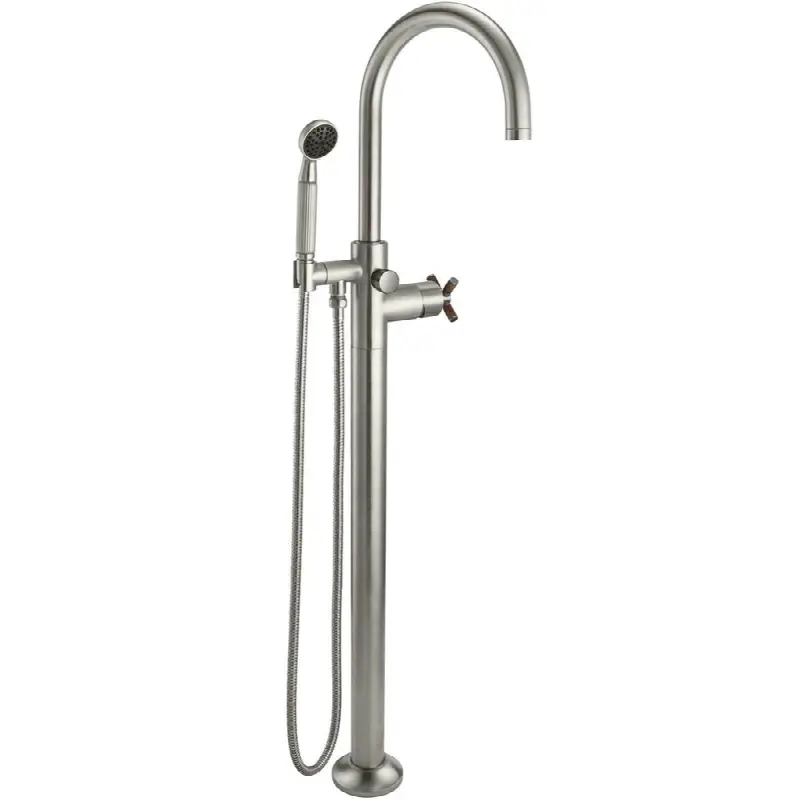 Industrial Single Hole Floor Mount Tub Filler - Arc Spout
