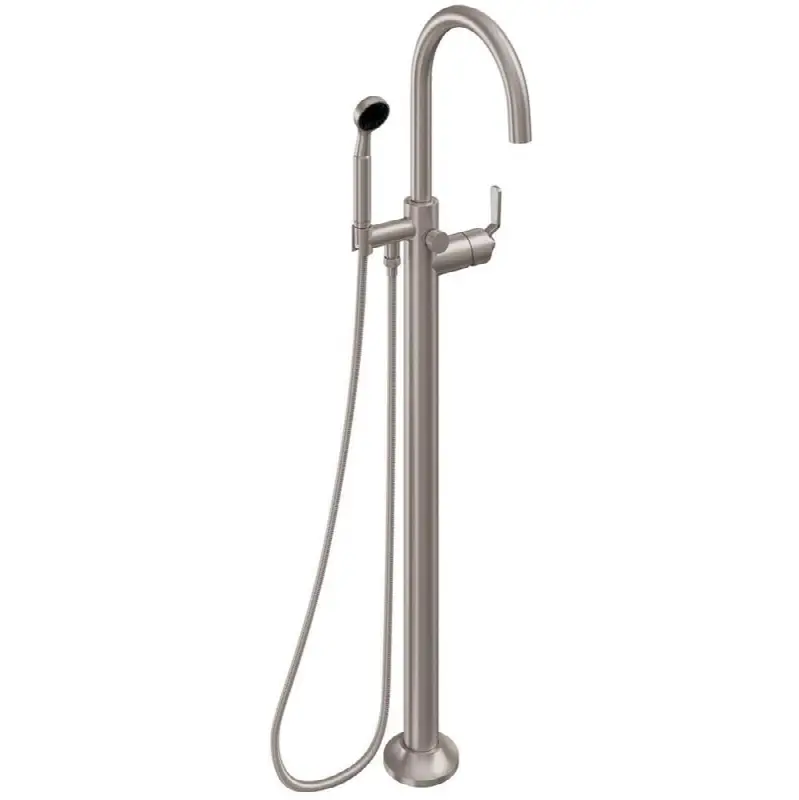 Industrial Single Hole Floor Mount Tub Filler - Arc Spout