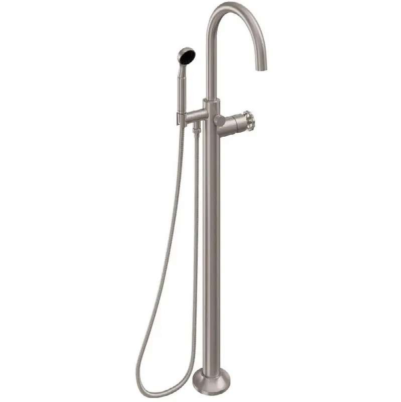 Industrial Single Hole Floor Mount Tub Filler - Arc Spout