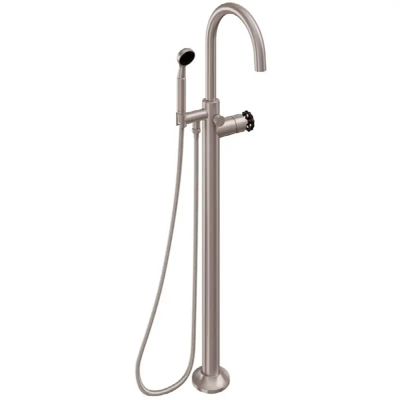 Industrial Single Hole Floor Mount Tub Filler - Arc Spout