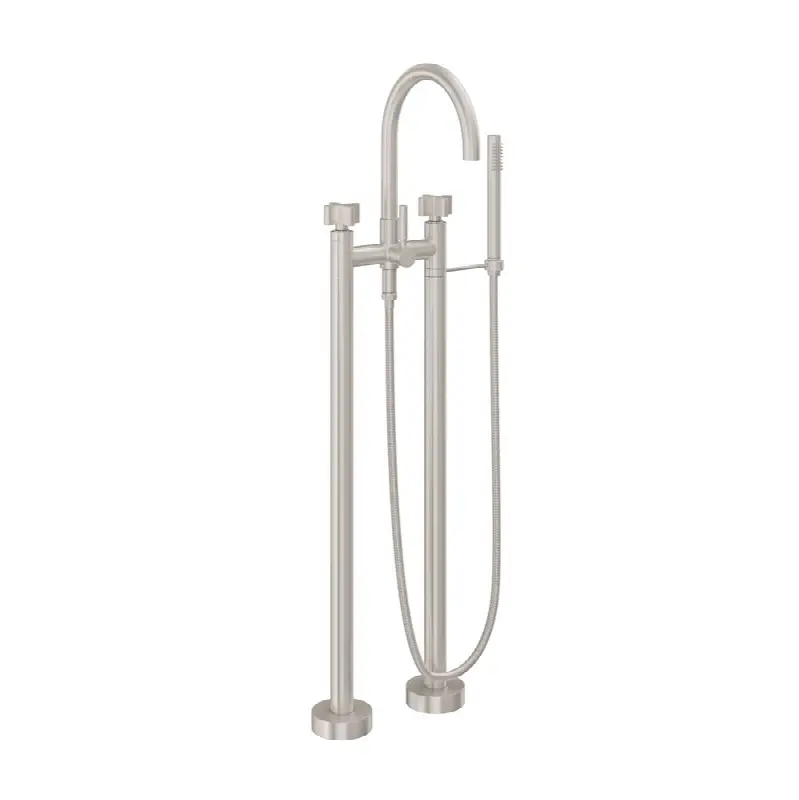 Contemporary Floor Mount Tub Filler - Arc Spout
