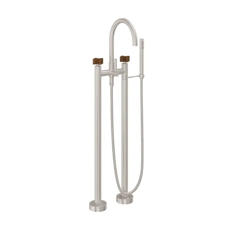 Contemporary Floor Mount Tub Filler - Arc Spout
