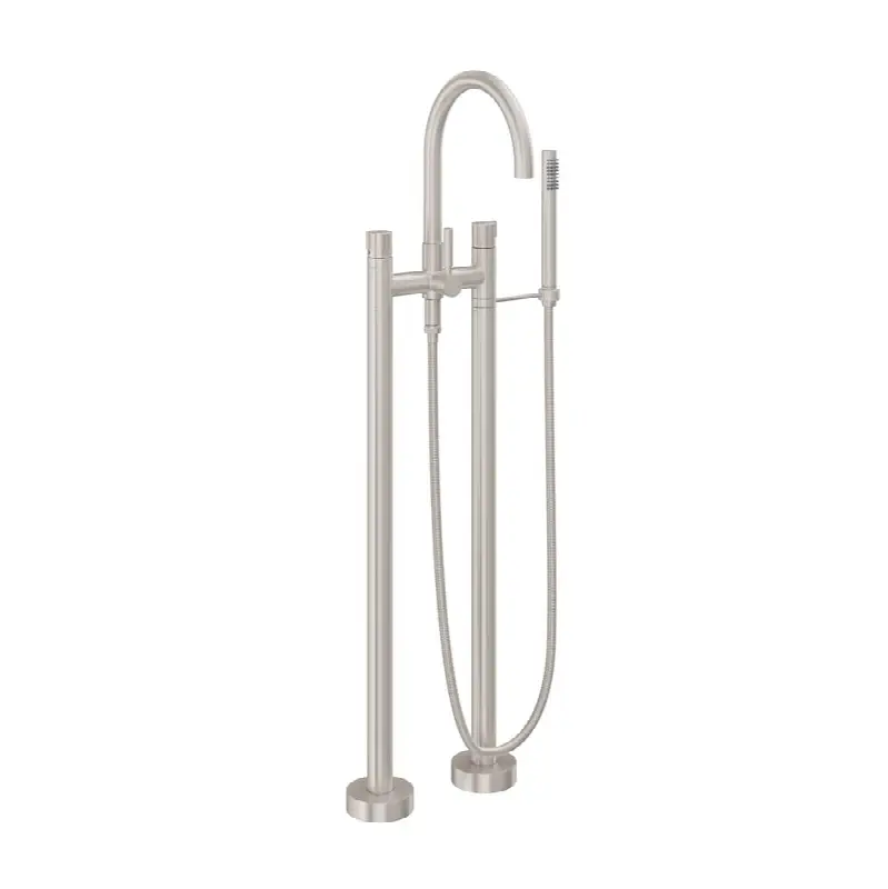 Contemporary Floor Mount Tub Filler - Arc Spout