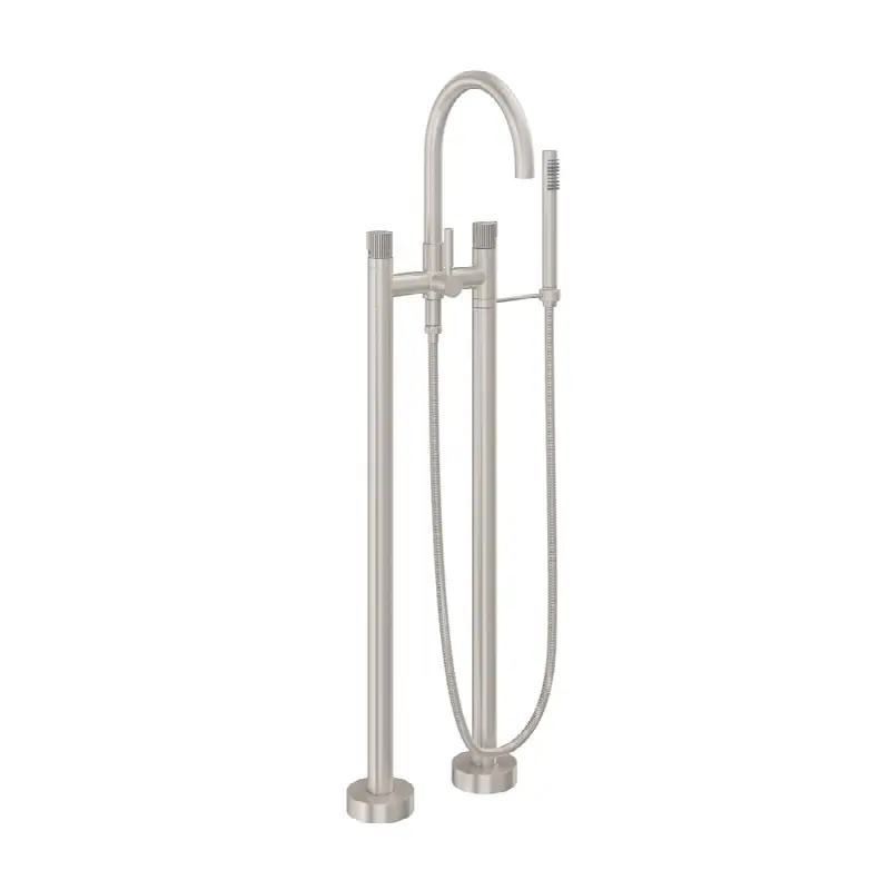 Contemporary Floor Mount Tub Filler - Arc Spout