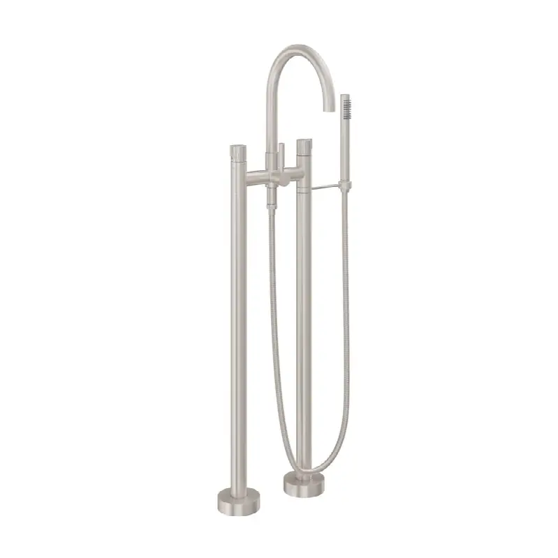 Contemporary Floor Mount Tub Filler - Arc Spout