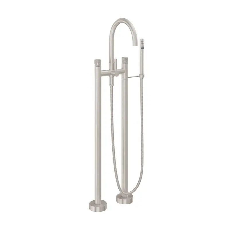 Contemporary Floor Mount Tub Filler - Arc Spout