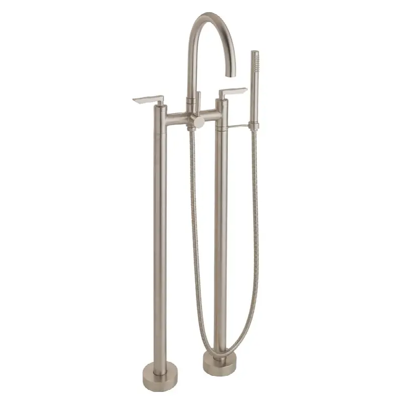 Contemporary Floor Mount Tub Filler - Arc Spout