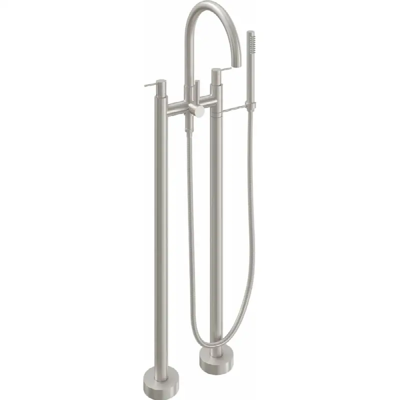 Contemporary Floor Mount Tub Filler - Arc Spout