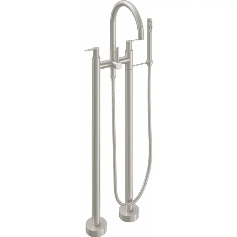 Contemporary Floor Mount Tub Filler - Arc Spout