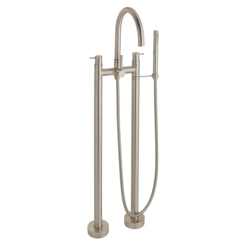 Contemporary Floor Mount Tub Filler - Arc Spout