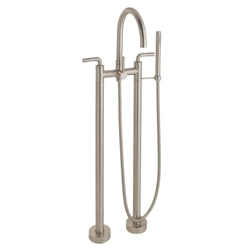 Contemporary Floor Mount Tub Filler - Arc Spout