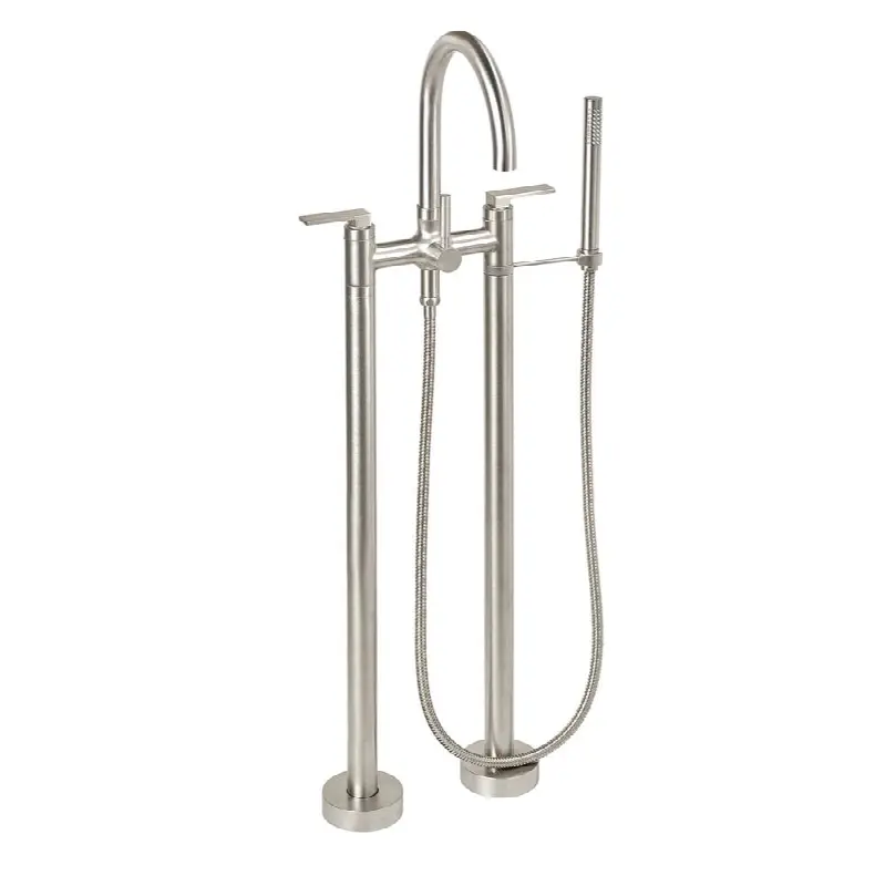 Contemporary Floor Mount Tub Filler - Arc Spout