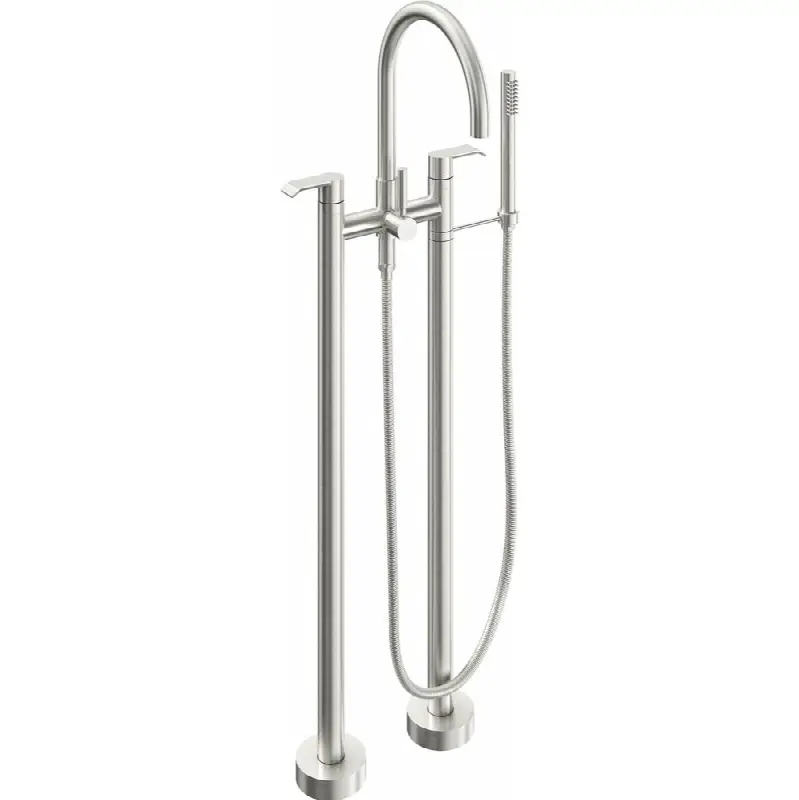 Contemporary Floor Mount Tub Filler - Arc Spout