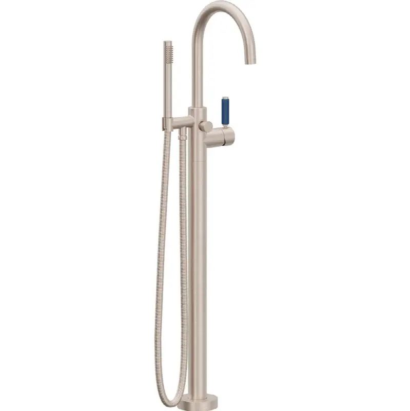 Contemporary Single Hole Floor Mount Tub Filler - Arc Spout