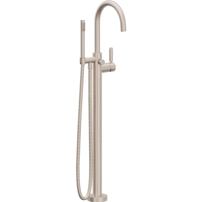 Contemporary Single Hole Floor Mount Tub Filler - Arc Spout