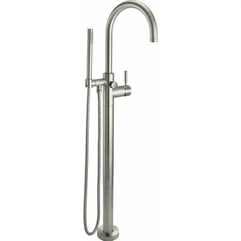 Contemporary Single Hole Floor Mount Tub Filler - Arc Spout