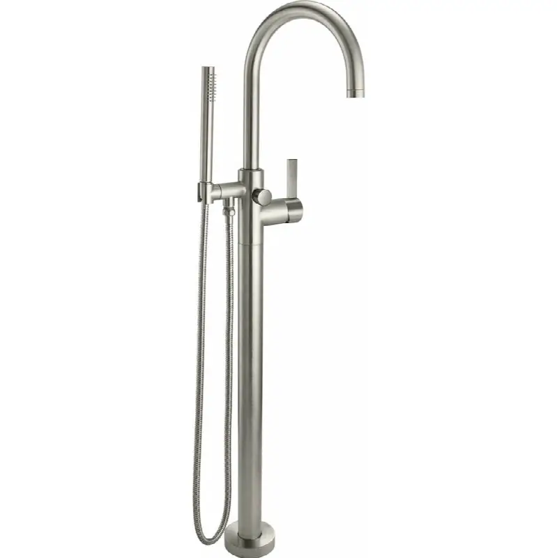 Contemporary Single Hole Floor Mount Tub Filler - Arc Spout