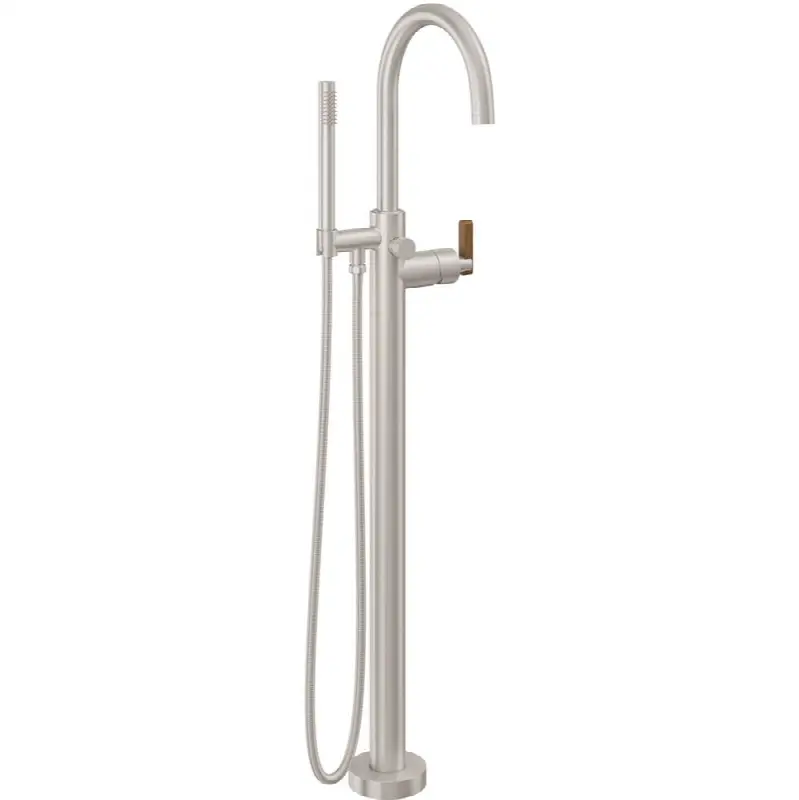 Contemporary Single Hole Floor Mount Tub Filler - Arc Spout