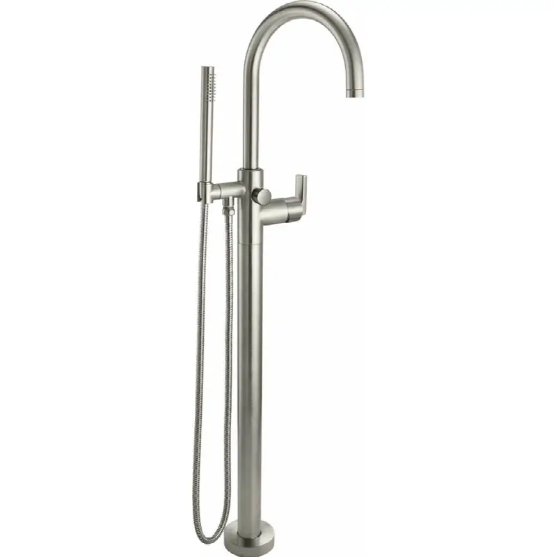 Contemporary Single Hole Floor Mount Tub Filler - Arc Spout