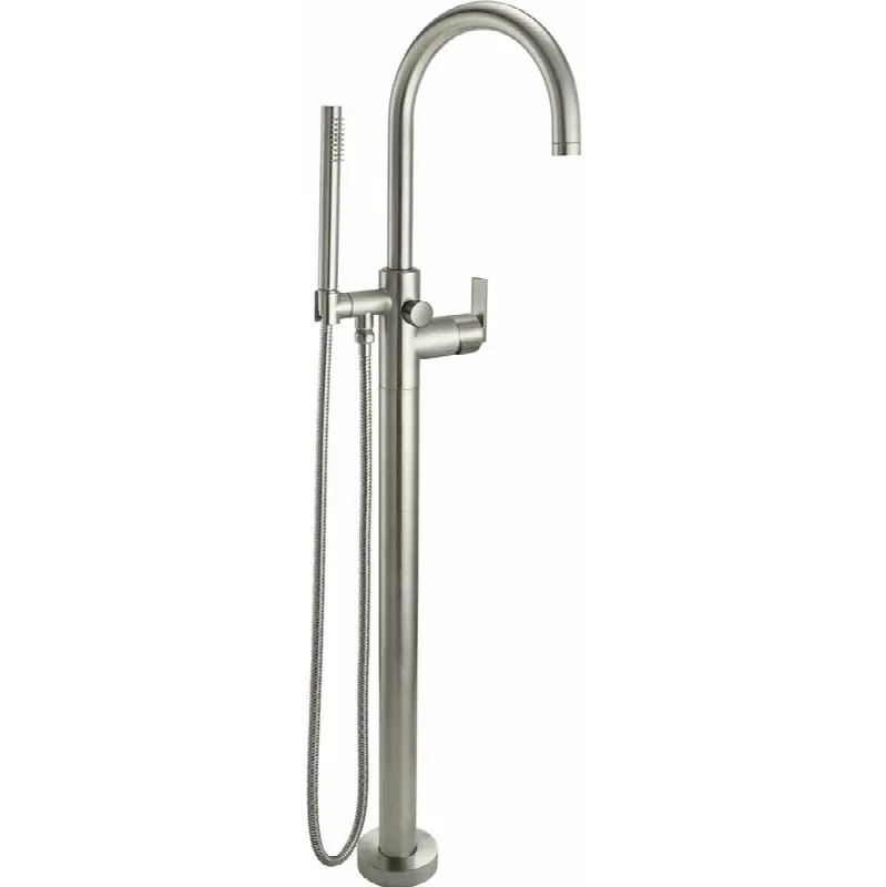 Contemporary Single Hole Floor Mount Tub Filler - Arc Spout