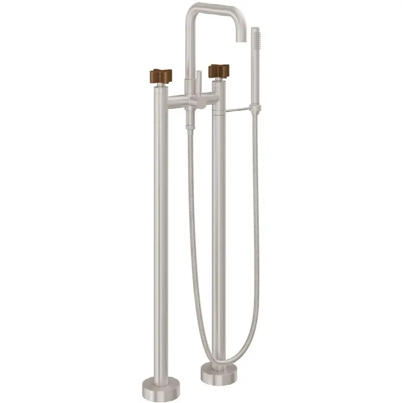 Contemporary Floor Mount Tub Filler - Quad Spout